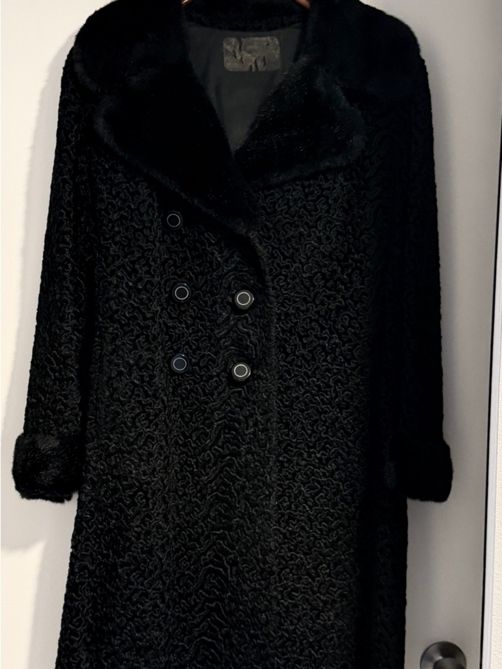 Vintage Lucien Daville Paris Faux Astrakhan Coat